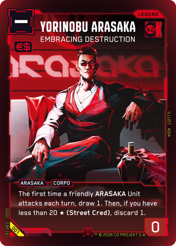 Yorinobu Arasaka — Embracing Destruction — Cyberpunk TCG Legend
