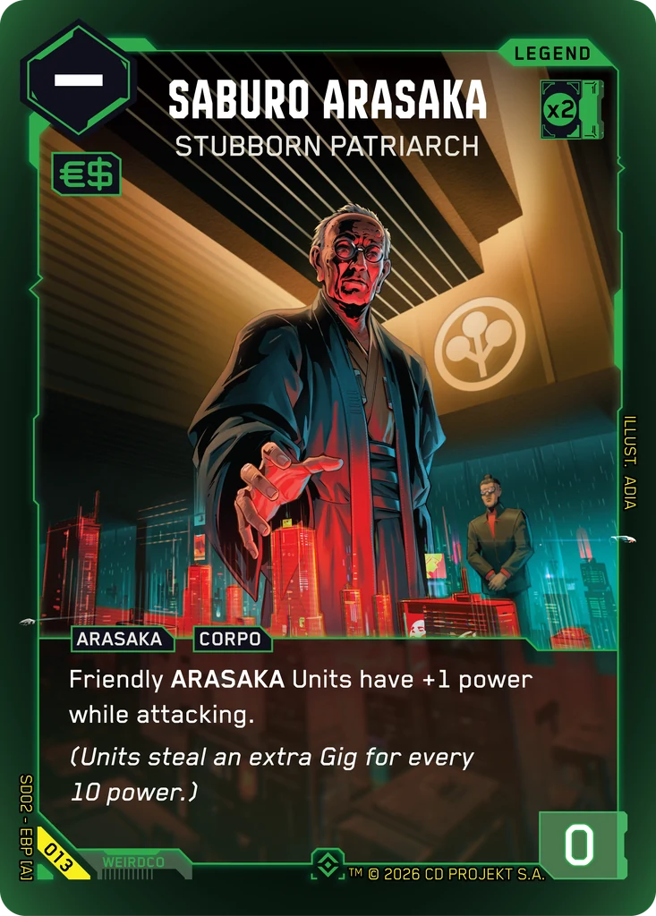 Saburo Arasaka — Stubborn Patriarch — Cyberpunk TCG Legend