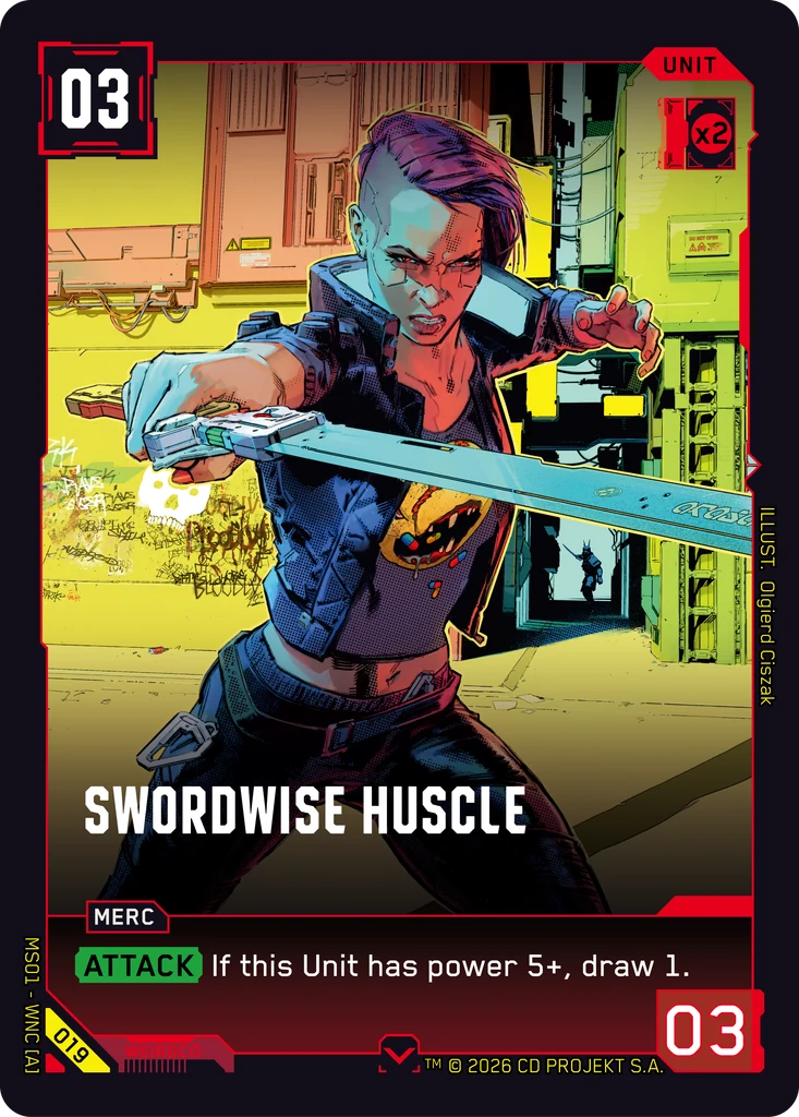Swordwise Huscle — Cyberpunk TCG Unit