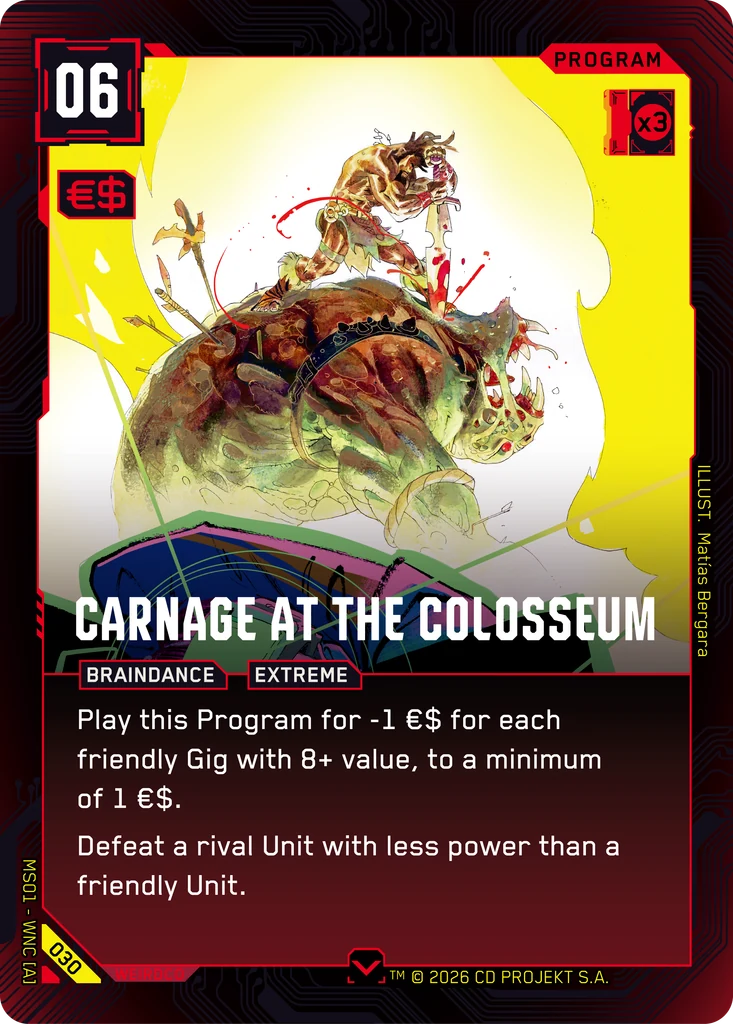 Carnage at the Colosseum — Cyberpunk TCG Program