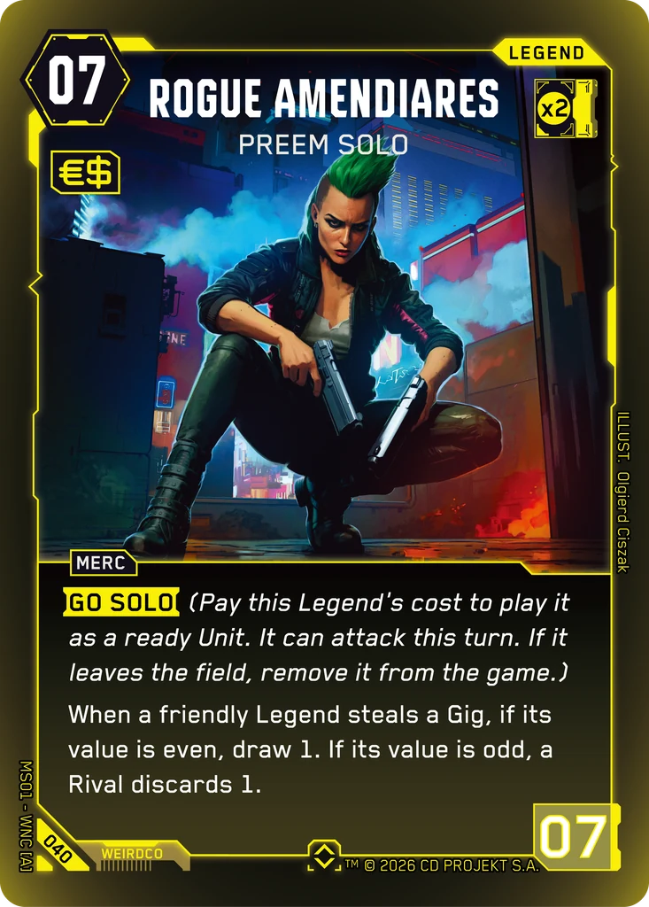 Rogue Amendiares — Preem Solo — Cyberpunk TCG Legend