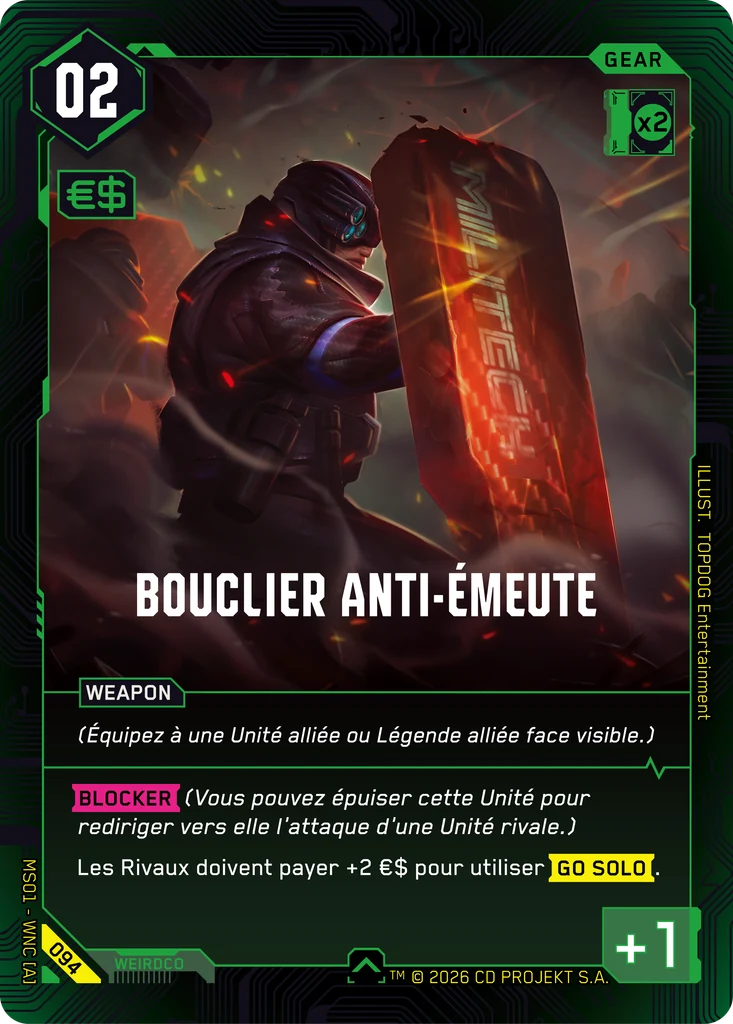Bouclier Anti-Émeute, Cyberpunk TCG Gear